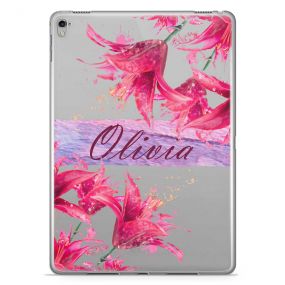 Pink Flowers with Name in the Middle tablet case available for all major manufacturers including Apple, Samsung & Sony