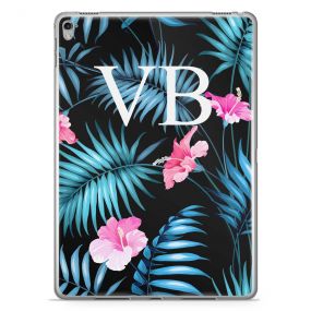 Electric Blue Leaves with Pink Flowers tablet case available for all major manufacturers including Apple, Samsung & Sony