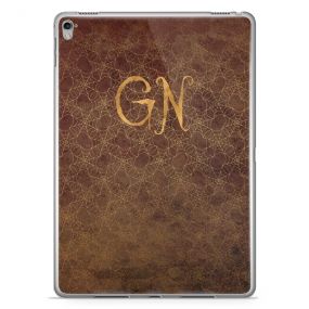 Gold Spiderwebs on a Brown Leather effect background with Gold text tablet case available for all major manufacturers including Apple, Samsung & Sony