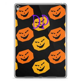 Orange and Yellow Pumpkins on a black background with purple text tablet case available for all major manufacturers including Apple, Samsung & Sony