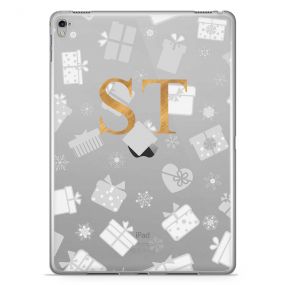 Clear Background with White and Silver Christmas Gifts Pattern tablet case available for all major manufacturers including Apple, Samsung & Sony
