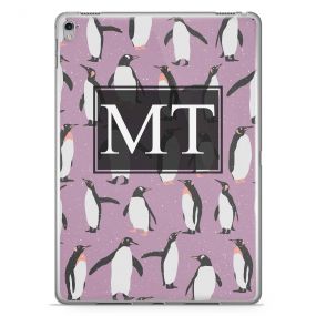 Repeating Penguins Pattern on Pale Burgundy Background tablet case available for all major manufacturers including Apple, Samsung & Sony