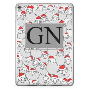 Santa Pattern with Black Initials tablet case available for all major manufacturers including Apple, Samsung & Sony