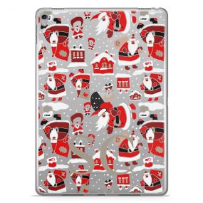 Winter Santa Pattern with Snow on Clear Background tablet case available for all major manufacturers including Apple, Samsung & Sony