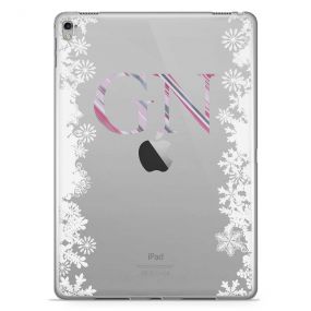 White Snowflake Borders and Pink Stripy Initials tablet case available for all major manufacturers including Apple, Samsung & Sony