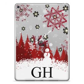 White & Red Winter Scenery with Santa and Snowman tablet case available for all major manufacturers including Apple, Samsung & Sony