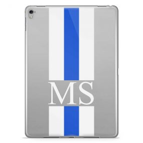 White And Blue Racing Stripes tablet case available for all major manufacturers including Apple, Samsung & Sony