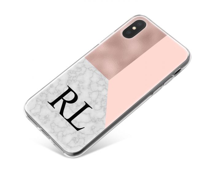 White Marble with Pink Triangles phone case available for all major manufacturers including Apple, Samsung & Sony