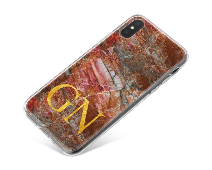 Cracked red and grey marble phone case available for all major manufacturers including Apple, Samsung & Sony