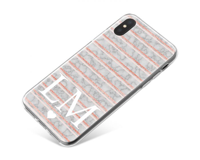 Pink Lines on grey marble phone case available for all major manufacturers including Apple, Samsung & Sony