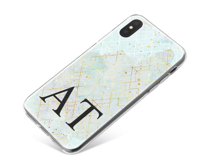 Ice blue Marble & Gold Pattern phone case available for all major manufacturers including Apple, Samsung & Sony