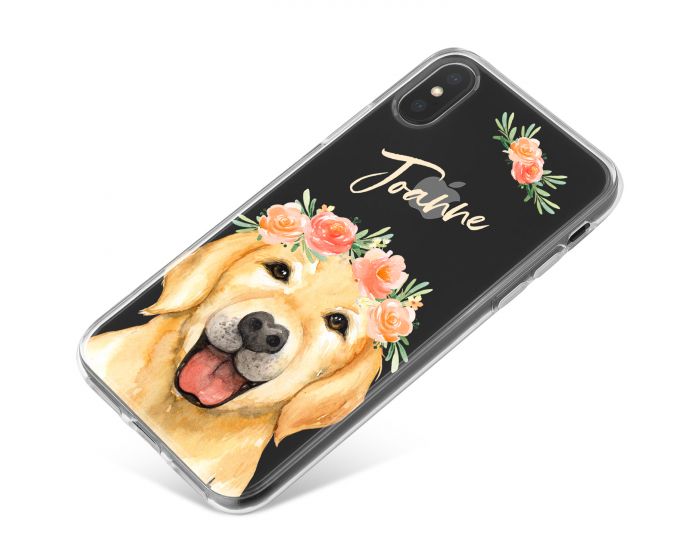 Golden Labrador with Flowers phone case available for all major manufacturers including Apple, Samsung & Sony