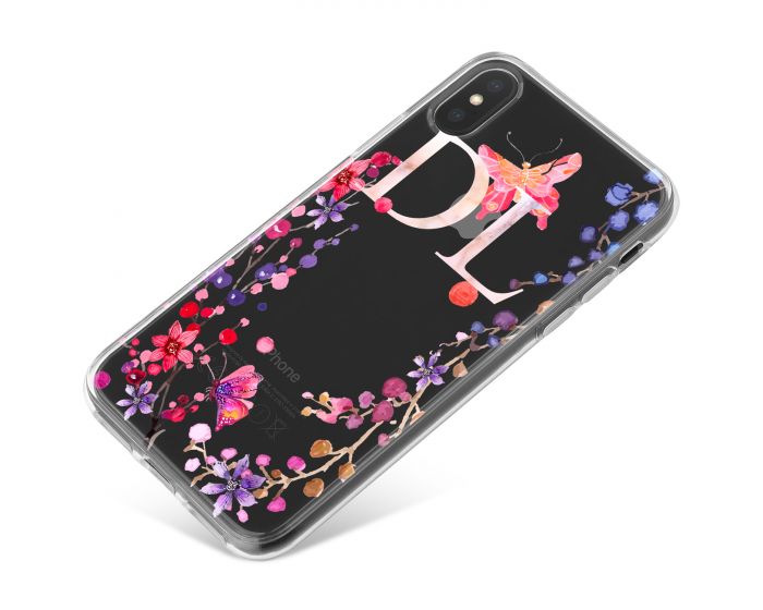 Purple and Pink Flowers with Pink Butterfly phone case available for all major manufacturers including Apple, Samsung & Sony