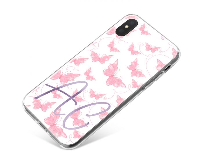 White with Pink Butterflies phone case available for all major manufacturers including Apple, Samsung & Sony