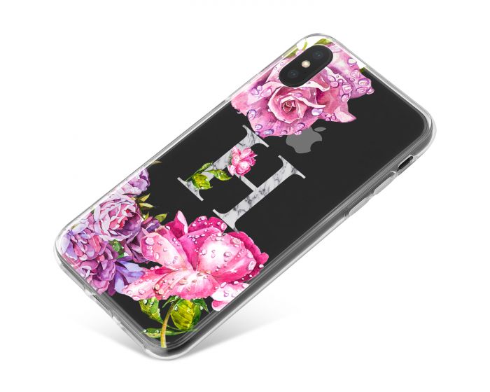 Realistic Pink Flowers around an Initial phone case available for all major manufacturers including Apple, Samsung & Sony