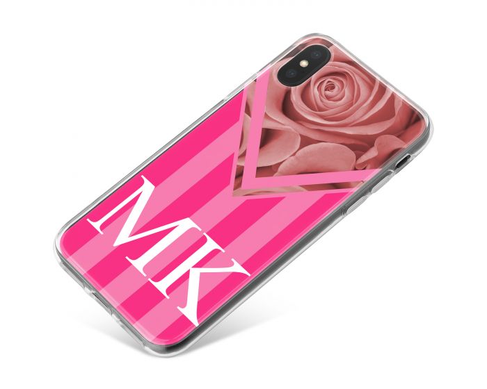 Pink Stripes with Rose phone case available for all major manufacturers including Apple, Samsung & Sony