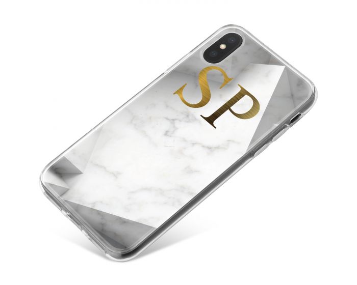 White Marble with Grey Shaded Borders phone case available for all major manufacturers including Apple, Samsung & Sony