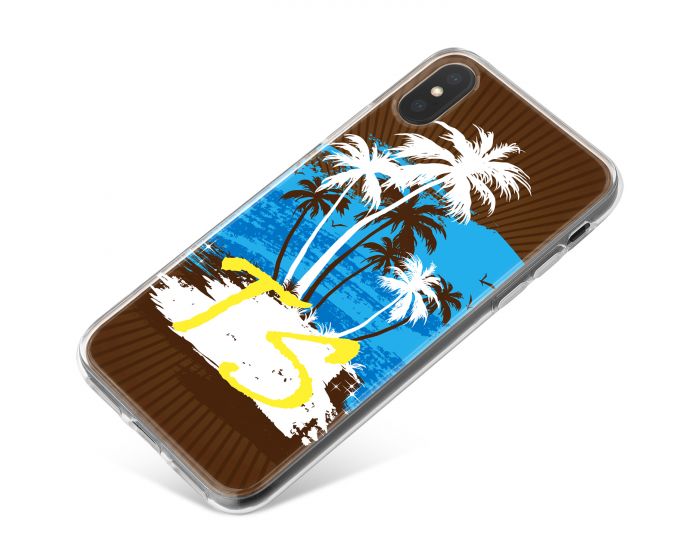 White and Brown Palm Trees with Blue Centre phone case available for all major manufacturers including Apple, Samsung & Sony