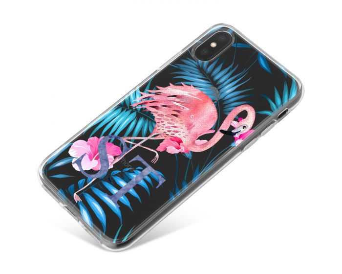 Pink Flamingo with Blue Leaves phone case available for all major manufacturers including Apple, Samsung & Sony