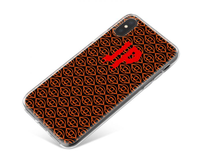 Orange Eyes on Black Bakcground with Red Writing phone case available for all major manufacturers including Apple, Samsung & Sony