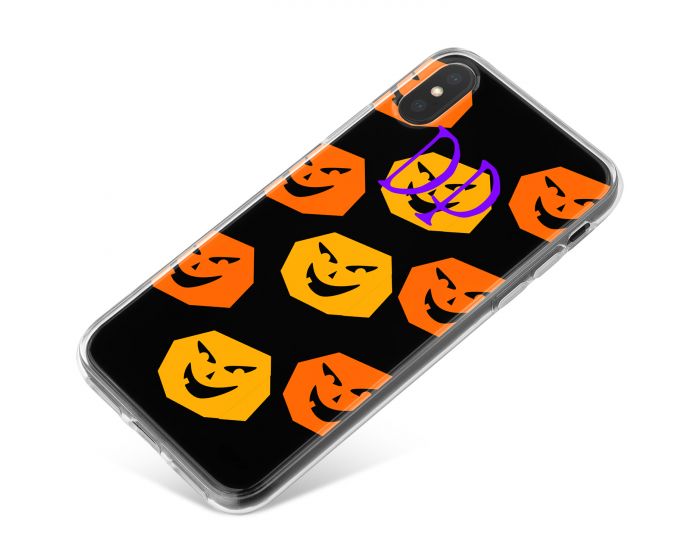 Orange and Yellow Pumpkins on a black background with purple text phone case available for all major manufacturers including Apple, Samsung & Sony