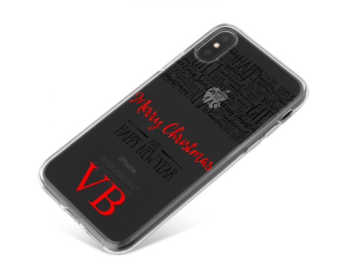 Transparent Background with Christmas Greetings and Red Initials phone case available for all major manufacturers including Apple, Samsung & Sony