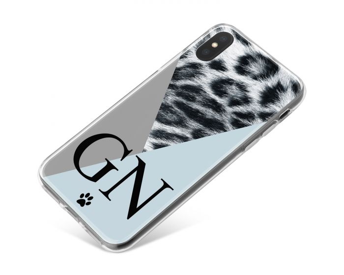 Snow Leopard With Geometric Triangles phone case available for all major manufacturers including Apple, Samsung & Sony
