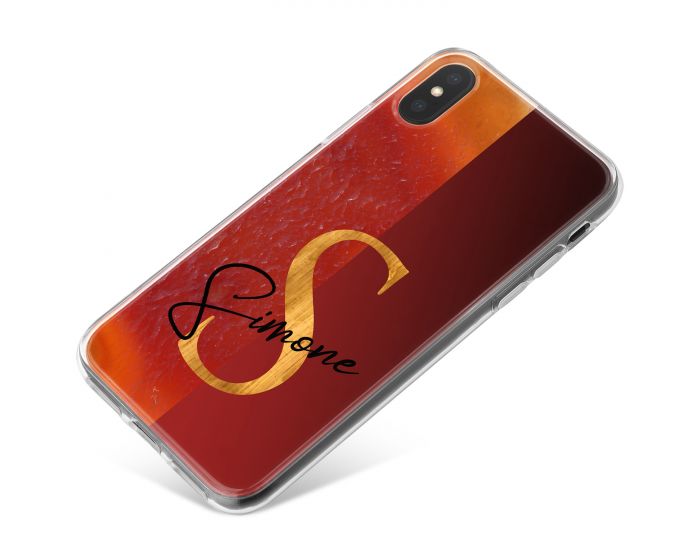 Half Orange Gold Agate, Half Deep Red phone case available for all major manufacturers including Apple, Samsung & Sony