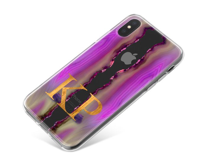 Transparent With Purple And Pink Mirrored Geodes phone case available for all major manufacturers including Apple, Samsung & Sony