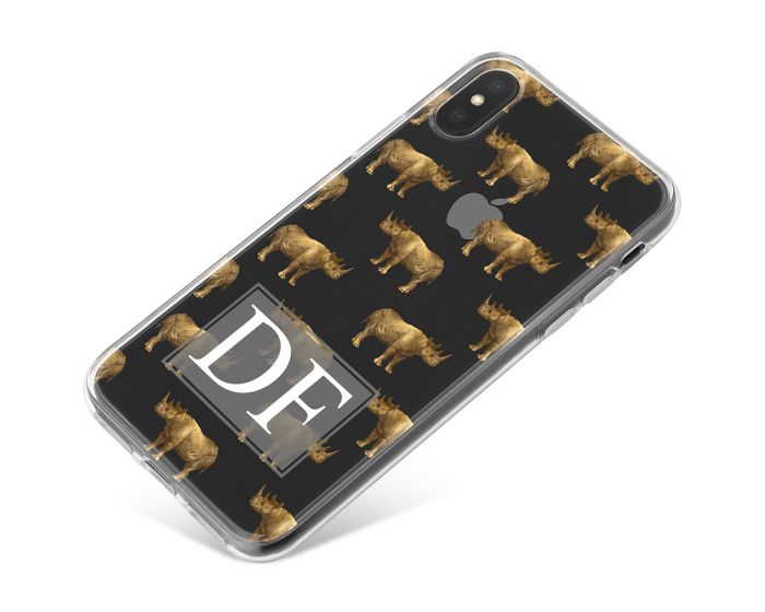 Transparent with Golden Repeating Rhino Pattern phone case available for all major manufacturers including Apple, Samsung & Sony