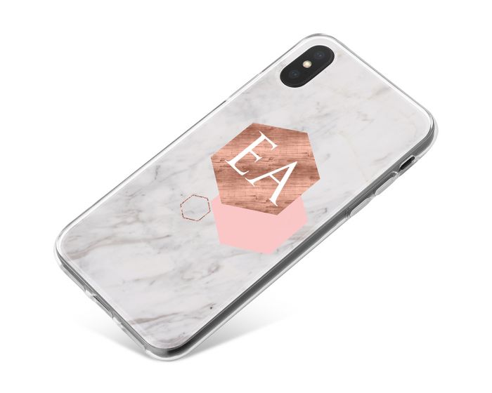 Pink Geomtric Designs On Cool Marble phone case available for all major manufacturers including Apple, Samsung & Sony