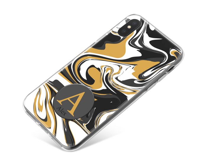 Grey And Gold Marbled Ink phone case available for all major manufacturers including Apple, Samsung & Sony