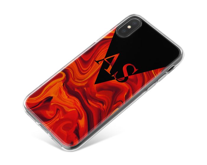 Red Orange And Black Marbled Ink phone case available for all major manufacturers including Apple, Samsung & Sony