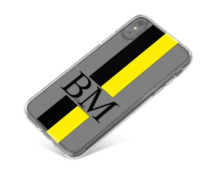 Black And Yellow Racing Stripes phone case available for all major manufacturers including Apple, Samsung & Sony