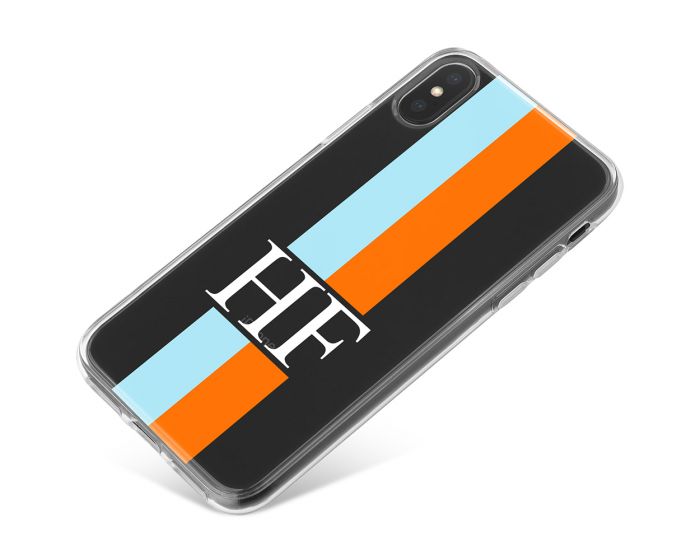 Orange And Blue Racing Stripes phone case available for all major manufacturers including Apple, Samsung & Sony