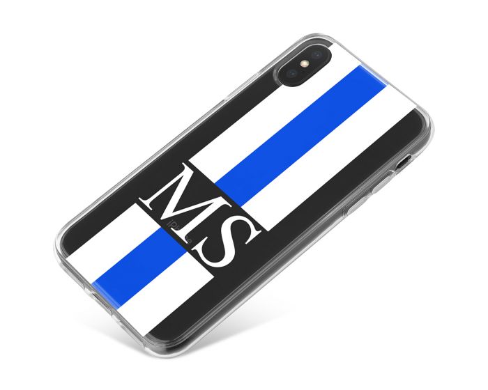 White And Blue Racing Stripes phone case available for all major manufacturers including Apple, Samsung & Sony